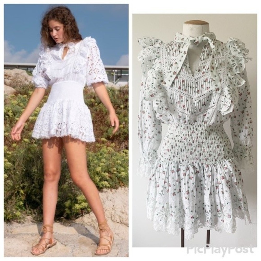NWT Place Nationale Linen Victorienne Ditsy Floral Dress